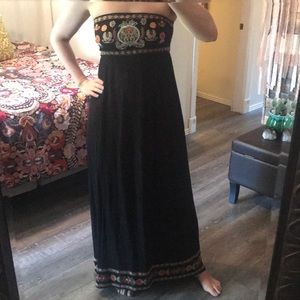 Xhilaration Strapless Embroidered Black Dress